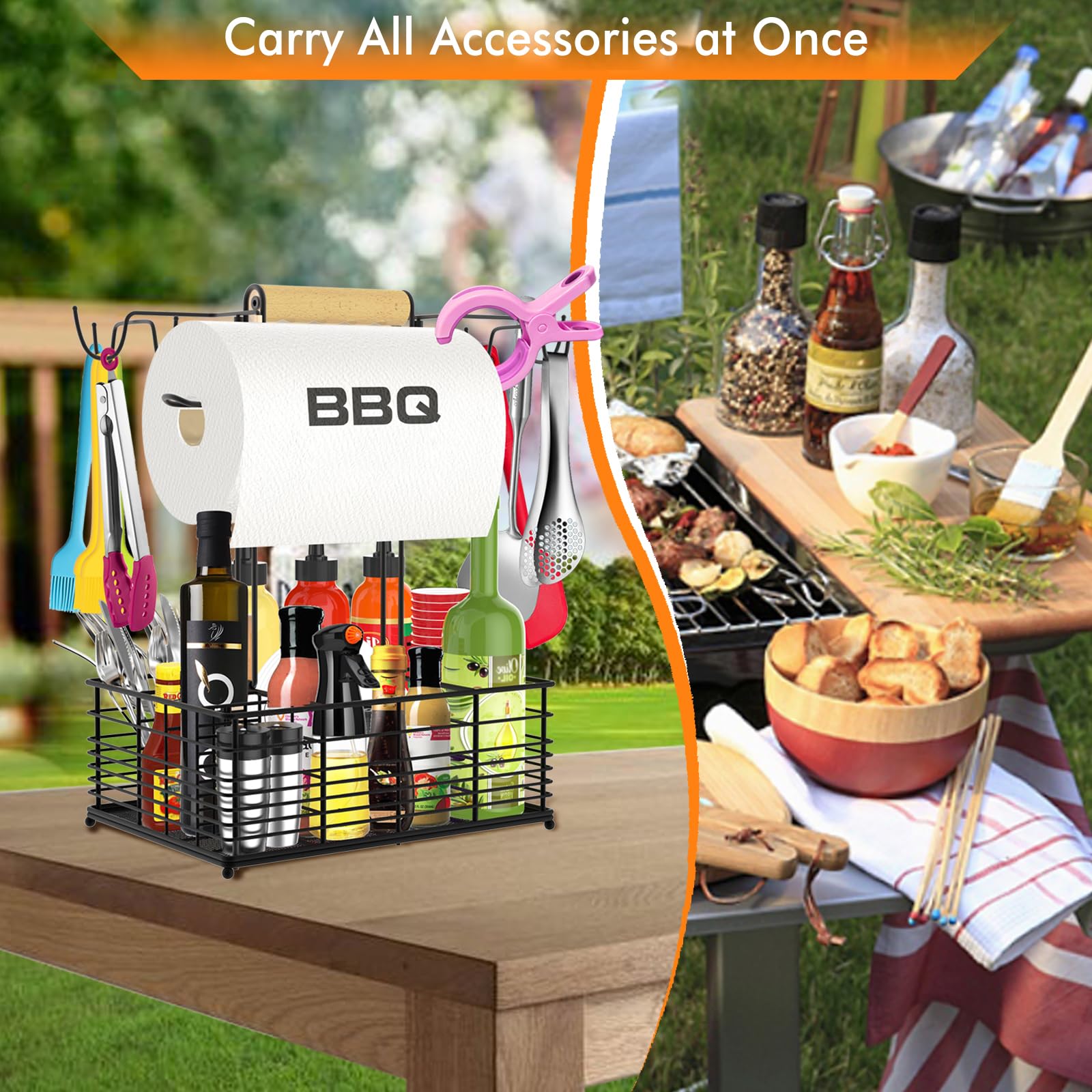 Concons Grill Caddy, Bbq Caddy For Outdoor Grill, Camping Essentials, Camping Accessories, Outdoor Kitchen Bbq Grill Accessories